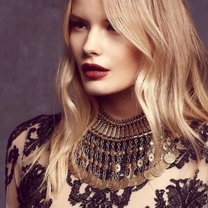 Free People Antique Bronze Coin Statement Necklace